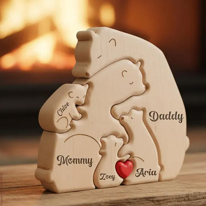 Personalized Wooden Bear Family Puzzle | Custom Name Hugging Bear Family Puzzle | Family Keepsake Gift 684500