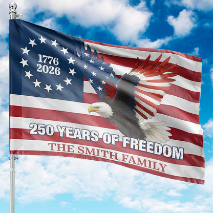 Custom Name 250 Years of Freedom Flag | Patriotic Eagle 1776–2026 Garden Flag, House Flag 684417