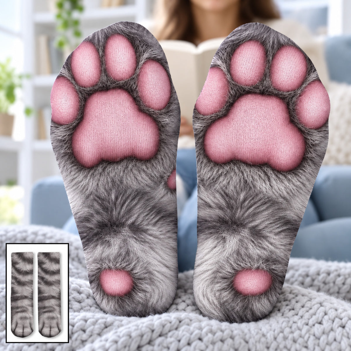 Funny Dog Cat Paw Socks, Pet Paw Print Socks, Realistic Pet Feet Socks, Pet Lover Gift 686731 WFD