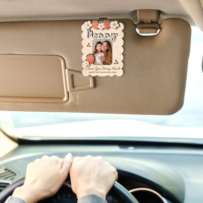 Personalized Photo Car Visor Clip, Custom Mom Wood Visor, Strawberry Gift for Grandma, Mothers Day Gift 684719