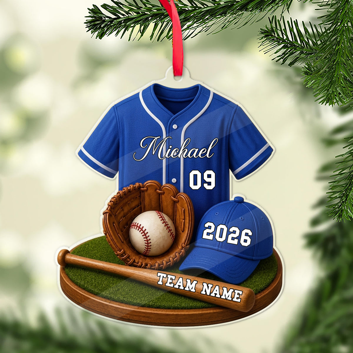 Personalized Baseball Acrylic Ornament, Custom Name Number Team Christmas Ornament Gift 686396