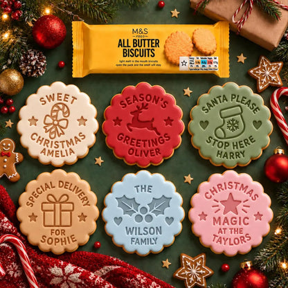 Personalised Christmas Cookie Stamp & Cutter, Custom Name Embosser, Holiday Baking Gift 686764 WFD
