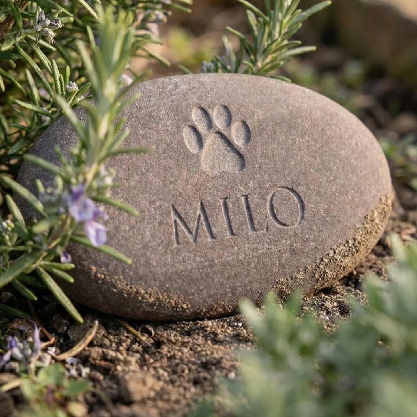 Personalized Pet Memorial Stone, Engraved Dog Cat Paw Print Stone, Custom Pet Loss Keepsake Gift 685707 WFD