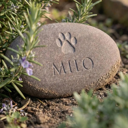 Personalized Pet Memorial Stone, Engraved Dog Cat Paw Print Stone, Custom Pet Loss Keepsake Gift 685707 WFD