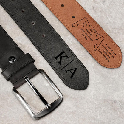 Personalized Funny Couple Leather Belt for Men, Custom Hidden Message Leather Belt, Romantic Gift for Him 686493 WFD