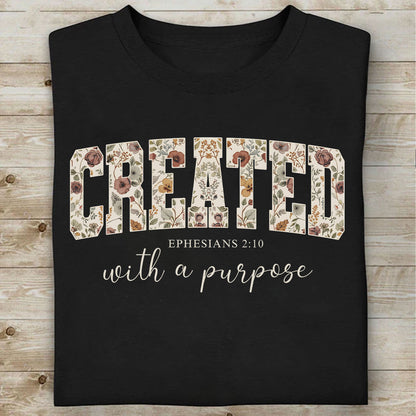 Created With a Purpose Easter Shirt | Ephesians 2:10 Christian Bible Verse Tee | Faith Floral Tee 684489