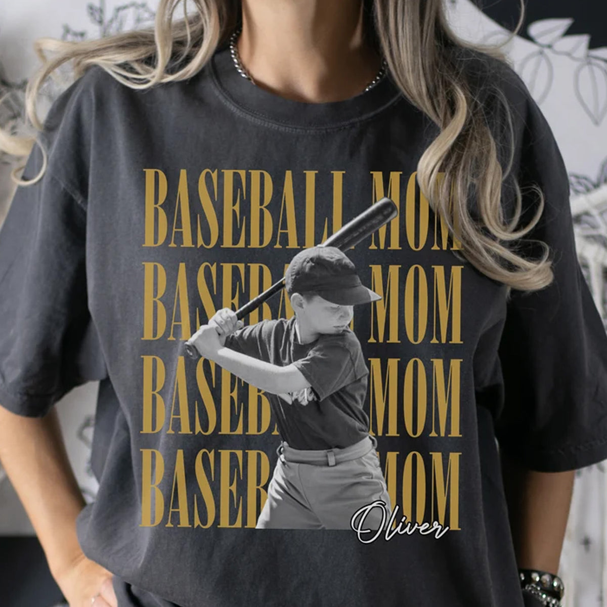 Personalized Sports Mom Dark Shirt, Custom Photo Baseball Soccer Hockey Football Softball Mom Shirt 686367 WFD