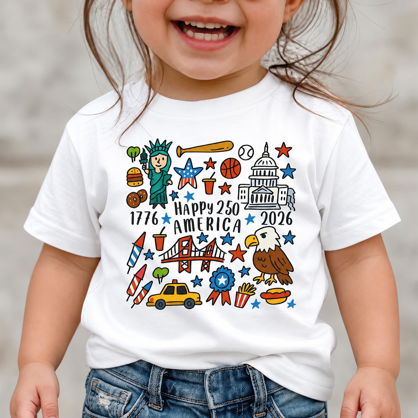 Happy 250 Years Anniversary Kids T-Shirt, 1776-2026 USA Patriotic Tee, America 250th Anniversary Shirt 685104