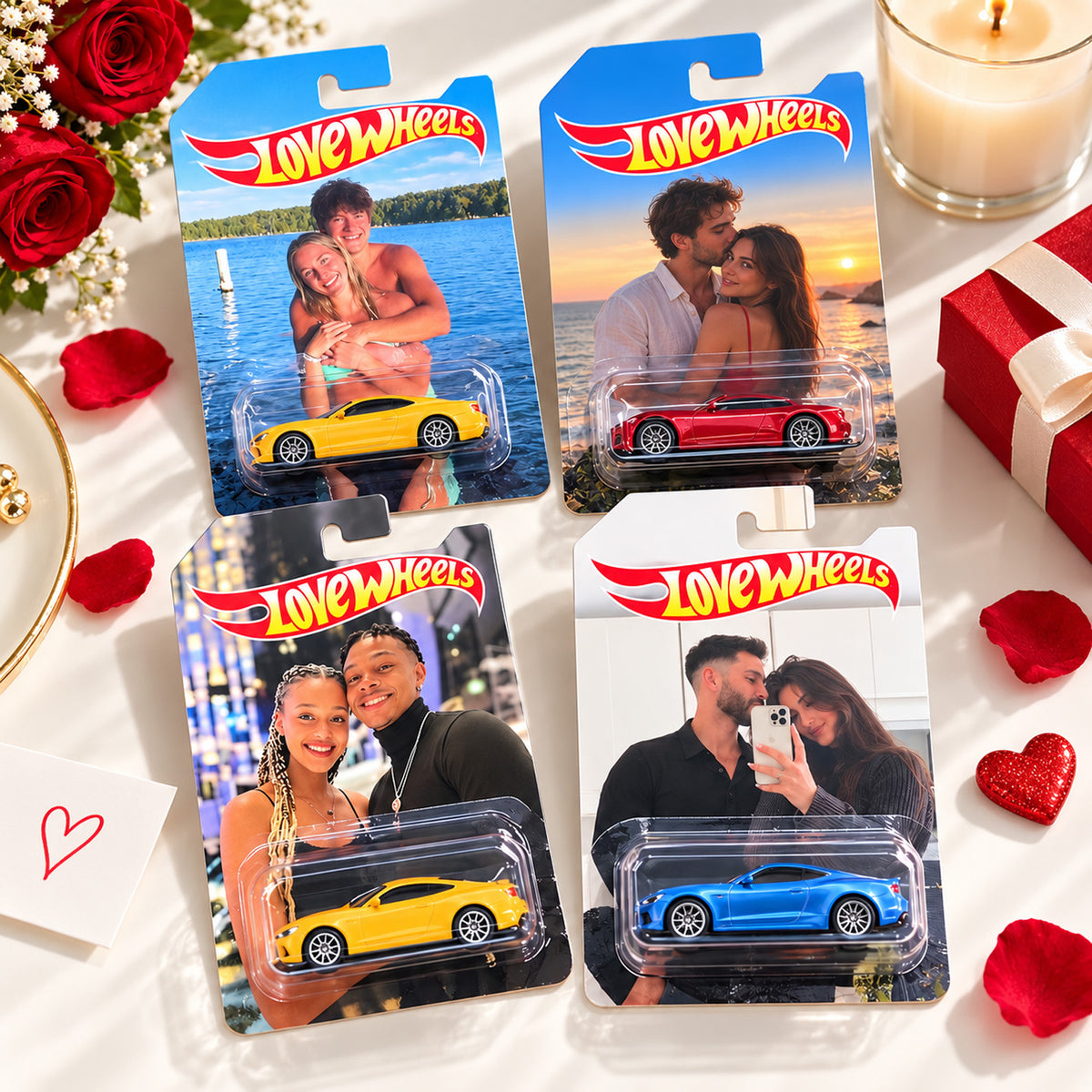 Personalized Love Wheels Hot Wheels Packaging, Custom Couple Photo Toy Car Display 686791 WFD