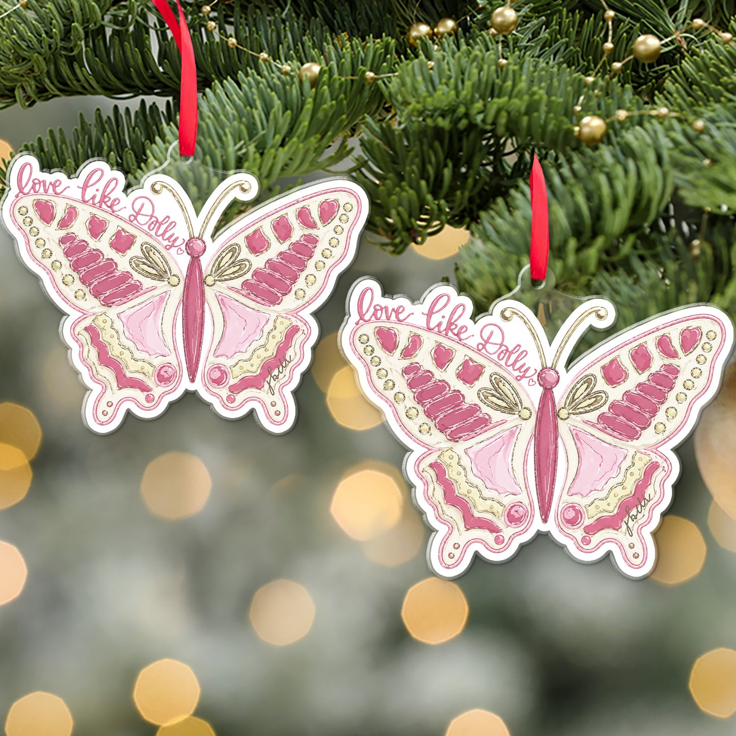 Dolly Parton Acrylic Ornament, Love Like Dolly Butterfly Christmas Ornament, Country Music Fan Gift 686190