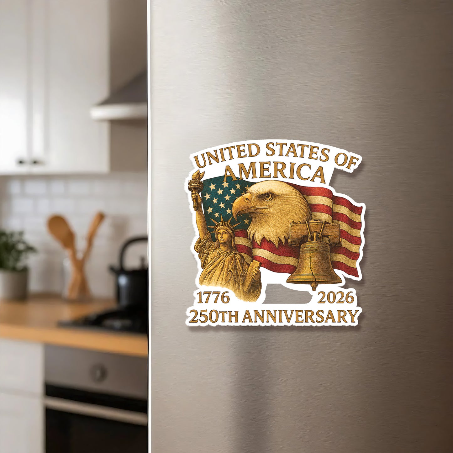 250 Years Anniversary USA Acrylic Fridge Magnets, 4th of July Fridge Magnets, Patriotic 1776–2026 Magnets 683040