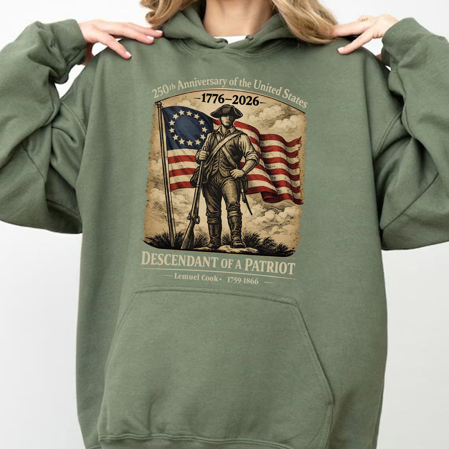 Personalized 250 Years USA Anniversary Dark Shirt | Descendant of a Patriot Tee | 1776–2026 Heritage T-Shirt 684375