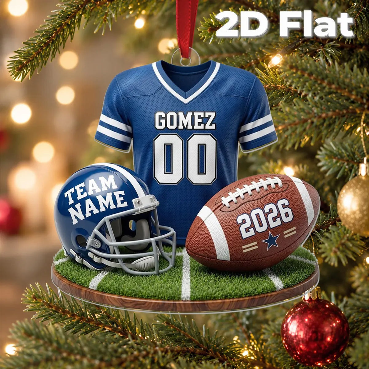 Personalized American Football Acrylic Ornament, Custom Name Number Team Christmas Ornament Gift 686395