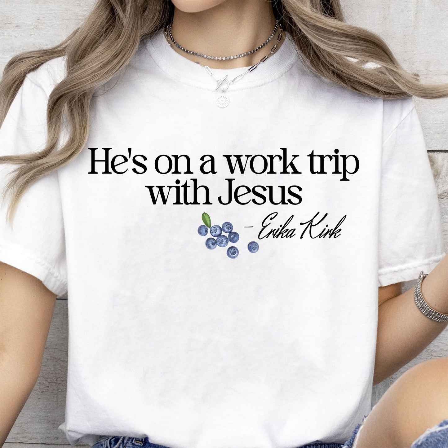 He's on a Work Trip with Jesus Christian Charlie Kirk Shirt | Faith Based Inspired By Erika Kirk Shirt 683067