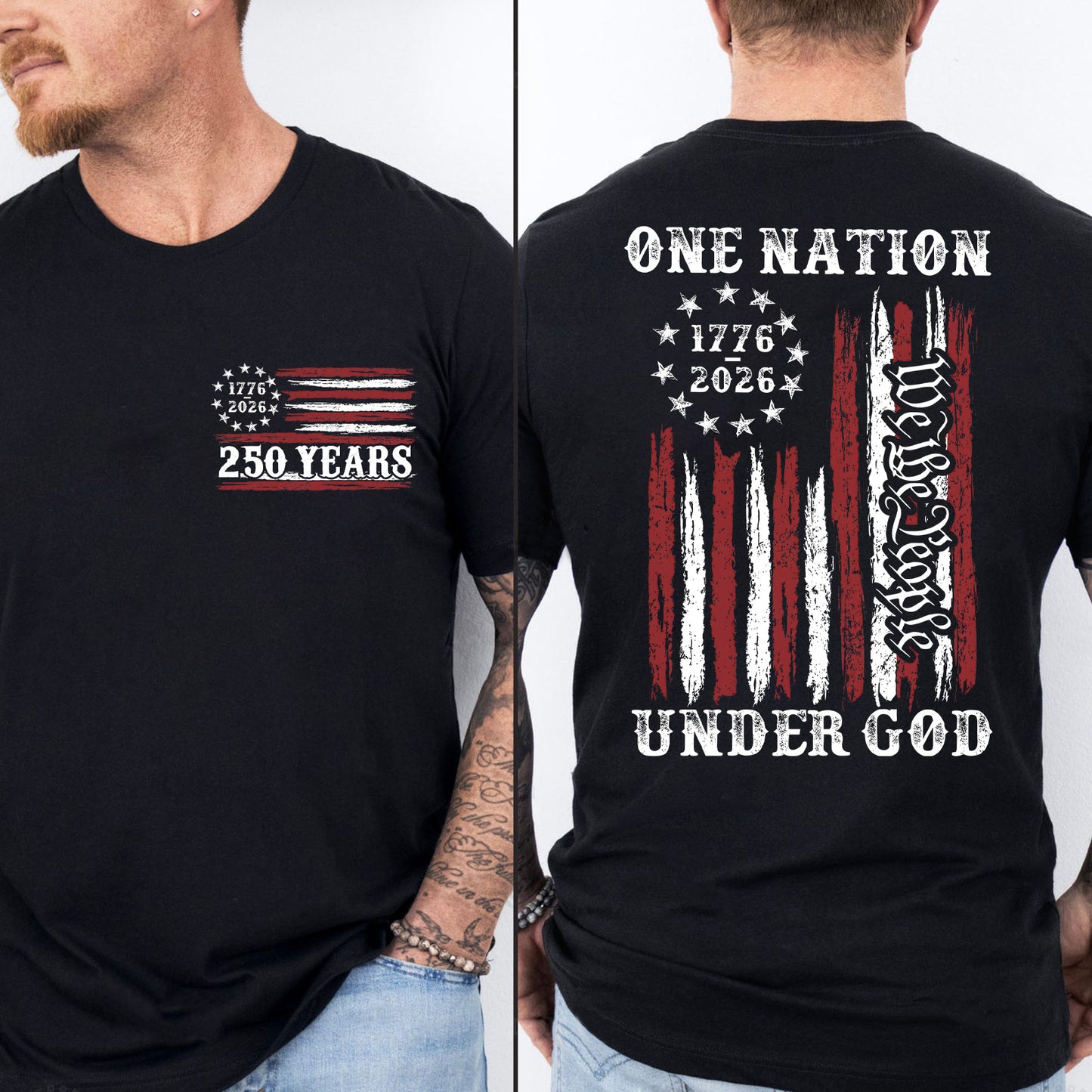 One Nation Under God Shirt | 250th Anniversary 1776–2026 Tee | Patriotic We The People Pocket & Back Shirt 684513