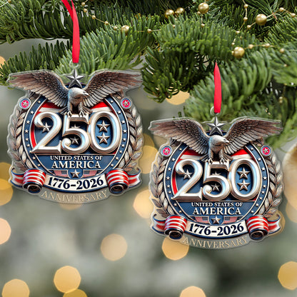 USA 250 Years Anniversary Acrylic Ornament, 1776-2026 Patriotic Eagle Christmas Ornament 685987