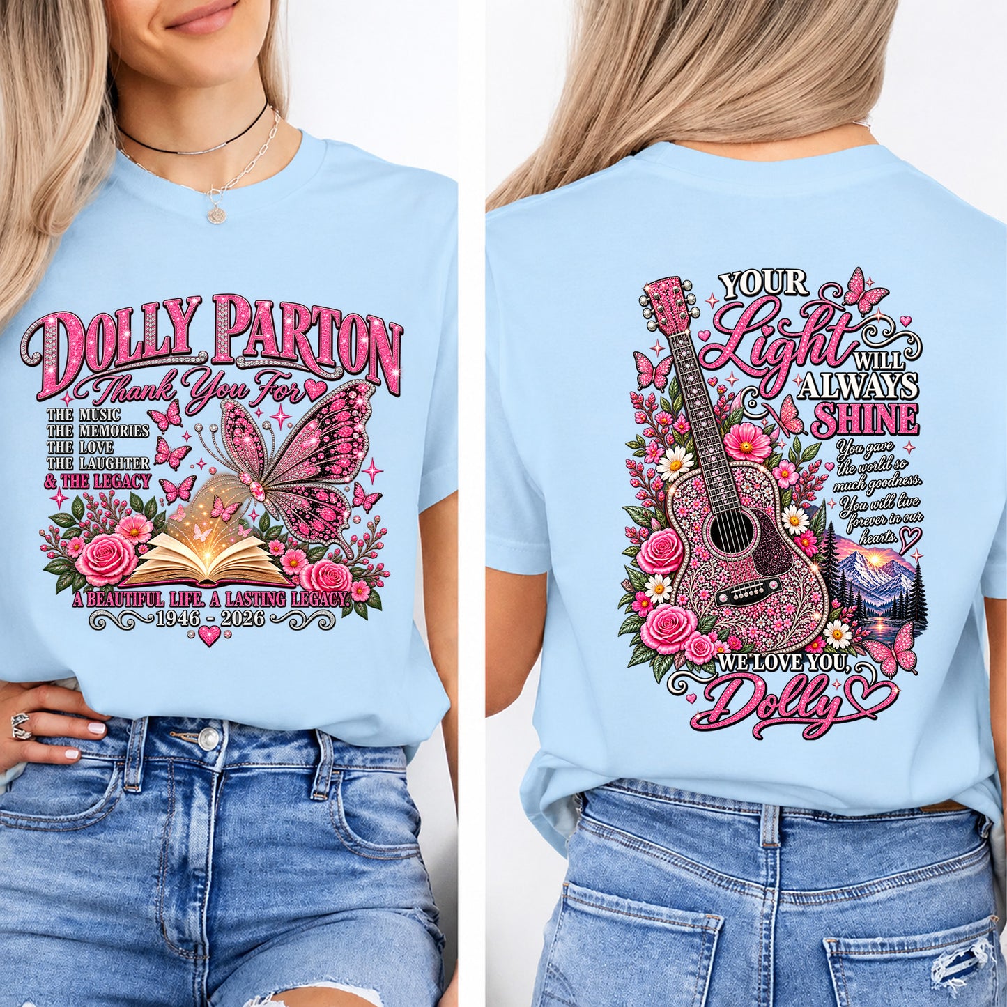 Dolly Parton Memorial Front & Back Shirt, 1946–2026 Country Music Tribute Bright Shirt 686046