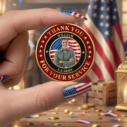 Custom Photo 250 Years USA Military Challenge Coin, Personalized Thank You For Your Service Coin 685316