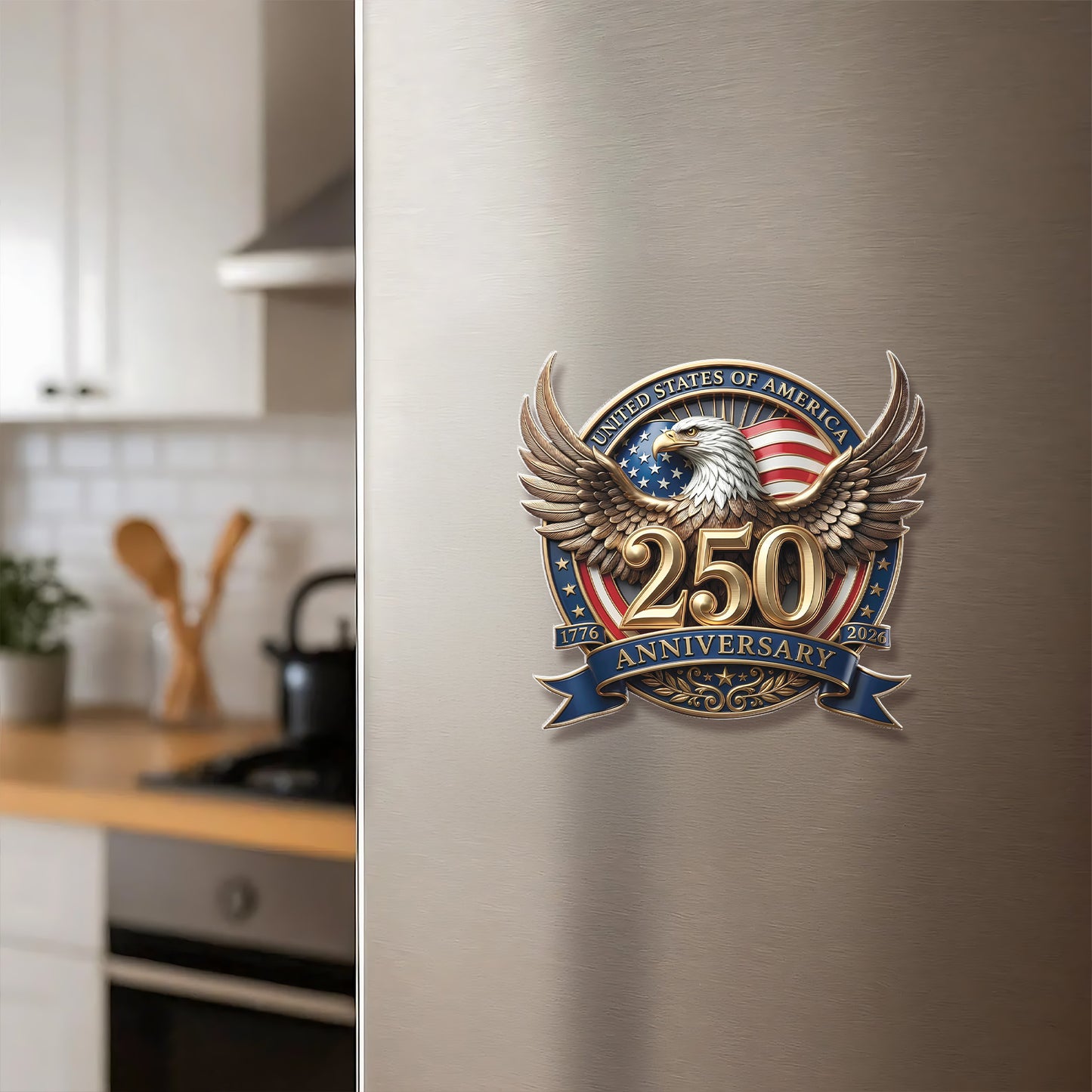 USA 250 Years Fridge Magnet | Patriotic Eagle 1776–2026 Magnet | 4th of July Magnet 684349