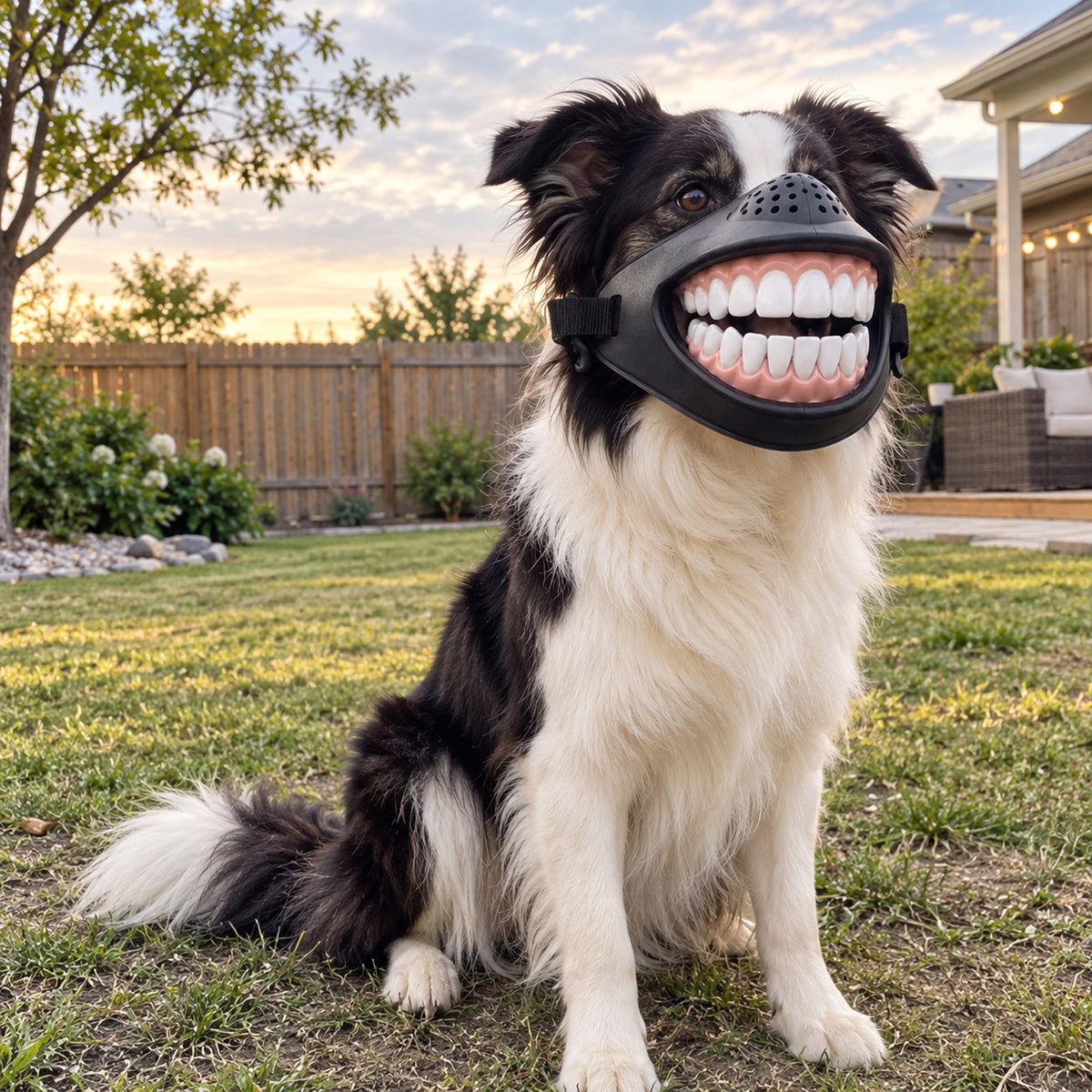 Funny Dog Mask, Fake Human Teeth Dog Muzzle, Novelty Grinning Smile Dog Mask, Funny Pet Gift 686663 WFD
