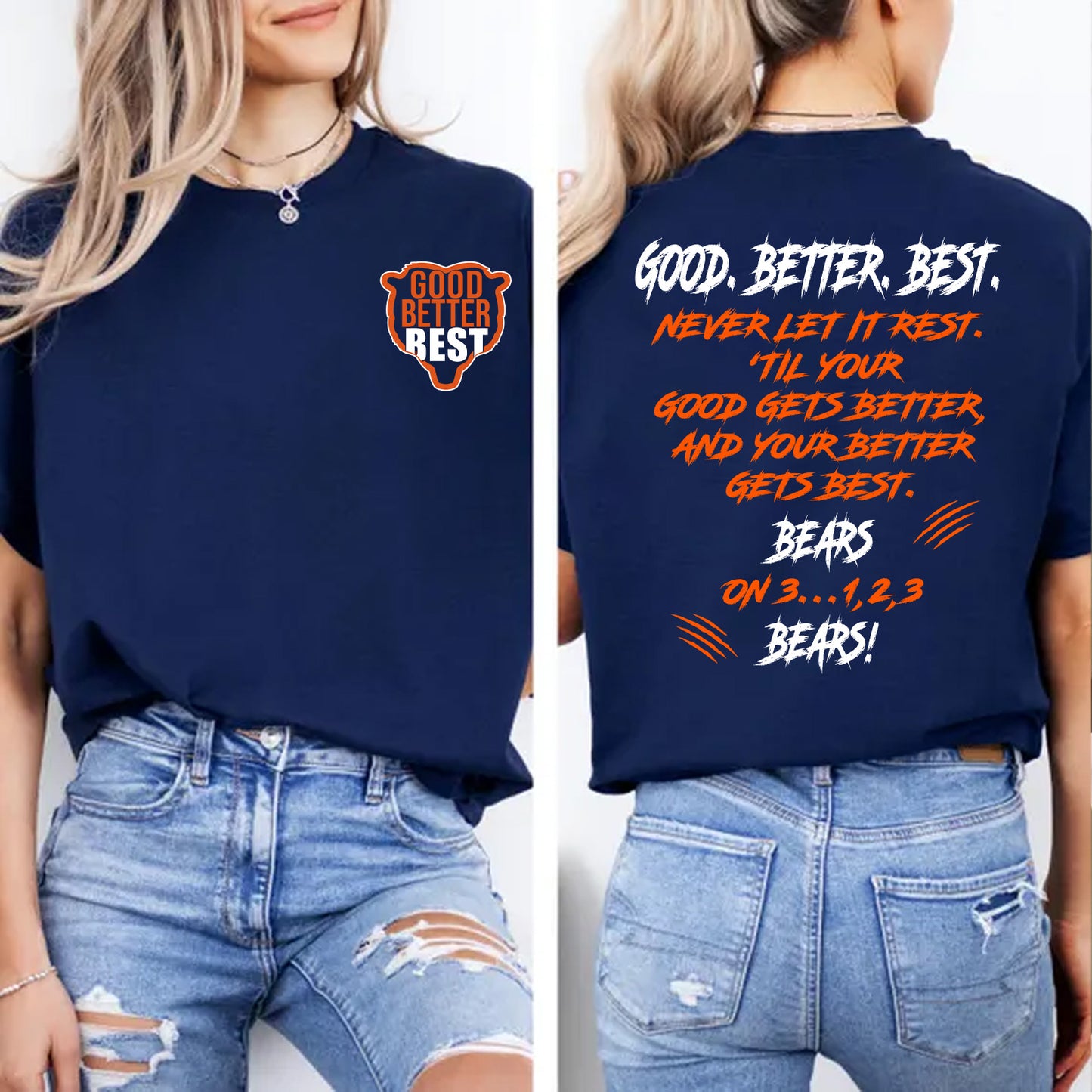 Chicago Football Good Better Best Dark Shirt, Bear Down Hoodie, Chicago Sports Pocket & Back Shirt 684147