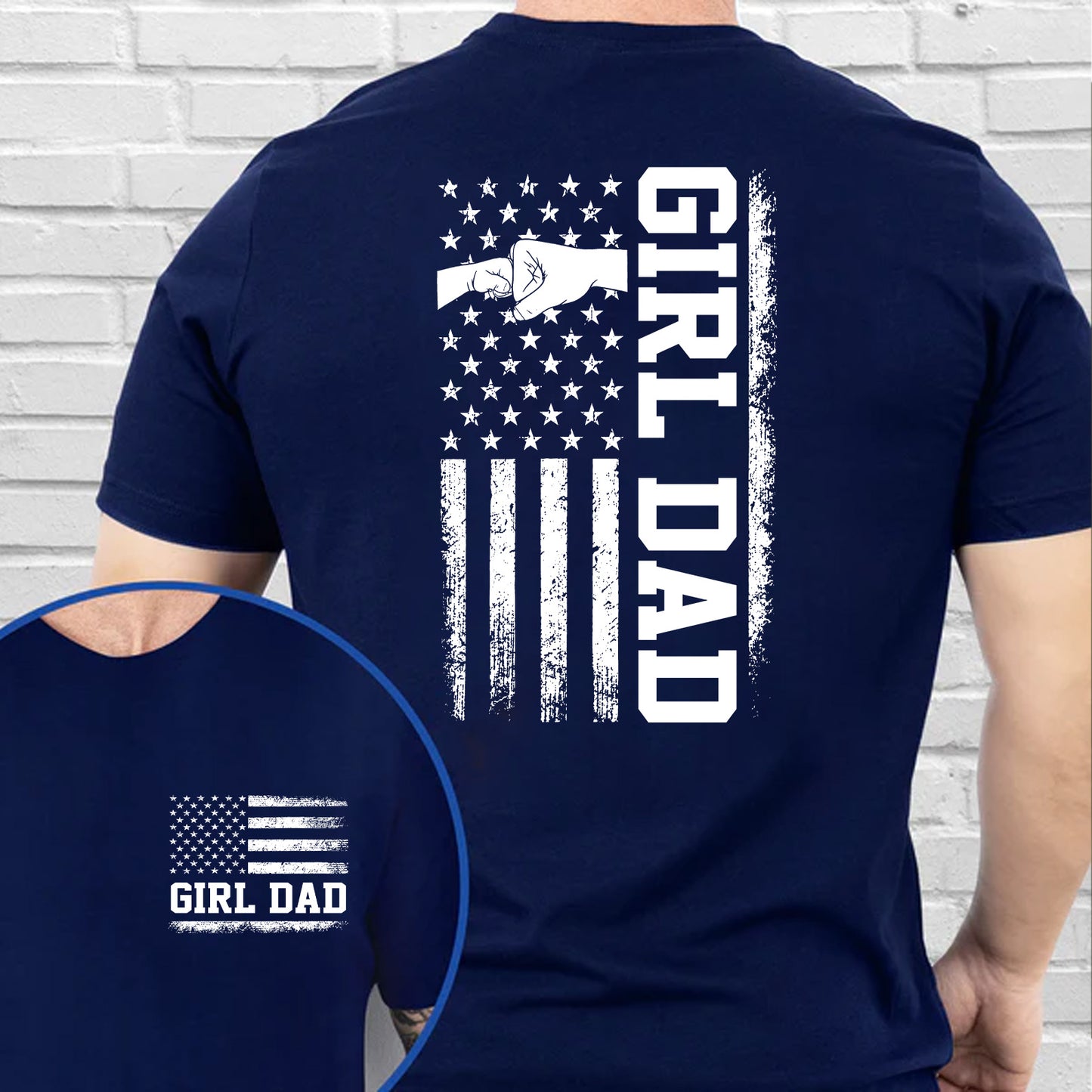 Girl Dad American Flag Pocket & Back Shirt, Cool Dad Club Graphic Tee, Trendy Dad Shirt, Father’s Day Gift For Dad 685083