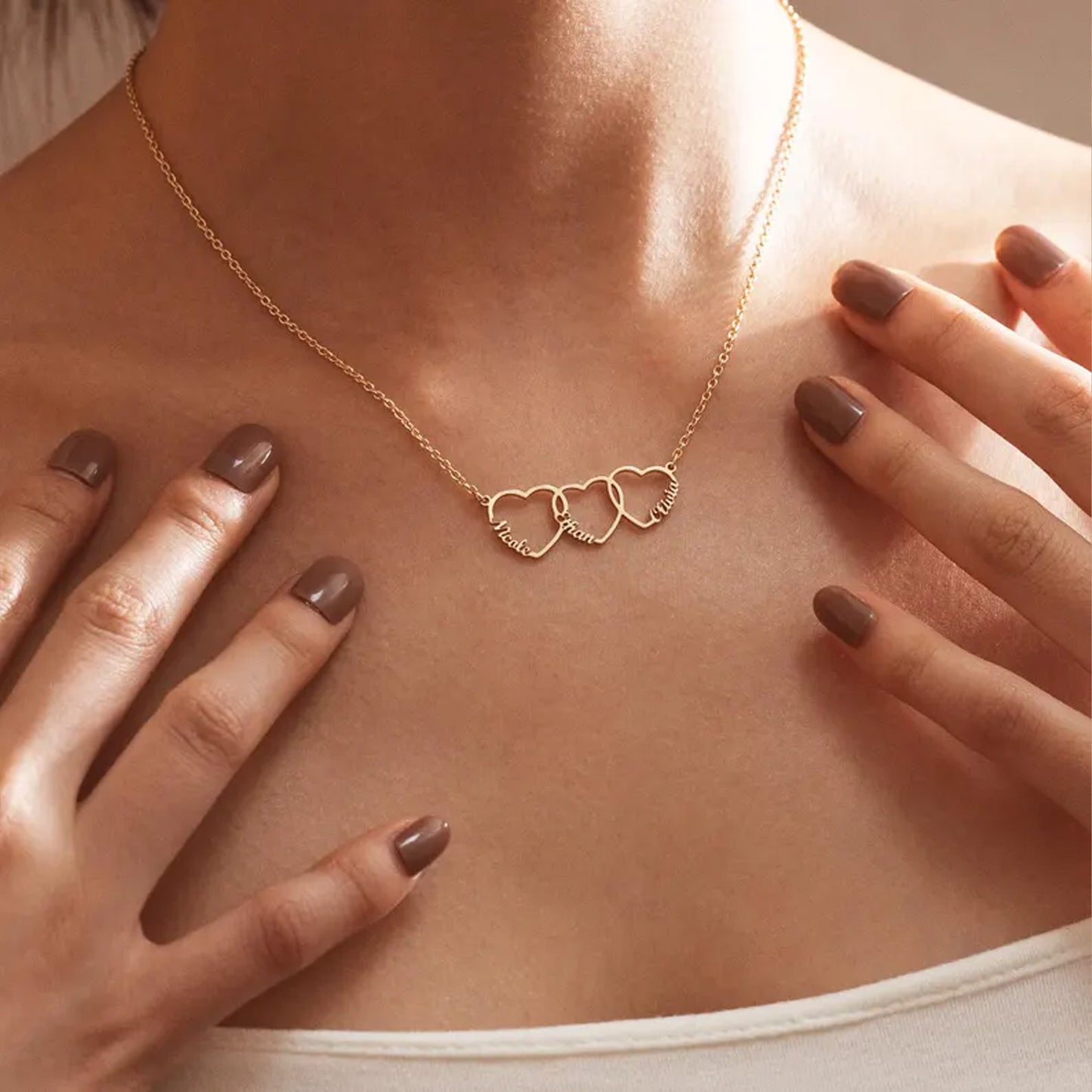 Personalized Family Name Heart Necklace, Custom Kids Names Necklace for Mom, Mothers Day Gift Jewelry 684799