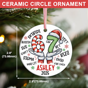 Christmas 6 7 Ceramic Ornament | Funny Kids Christmas 6 7 Ornament | Slang Six Seven Meme Ornament 683666