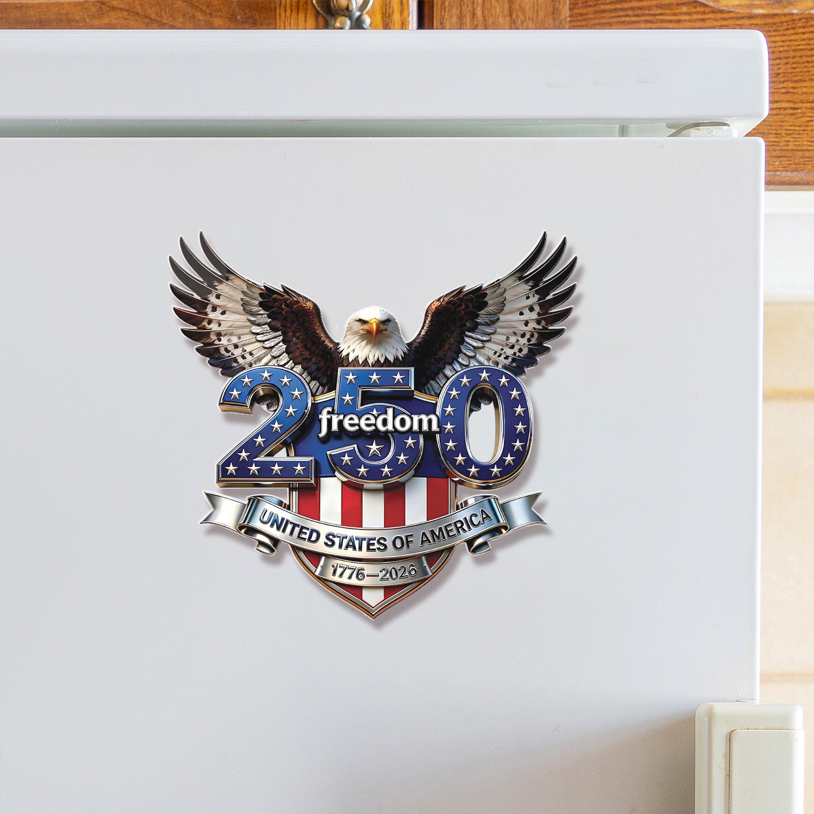 USA 250 Years Anniversary Fridge Magnet, Freedom Eagle 1776–2026