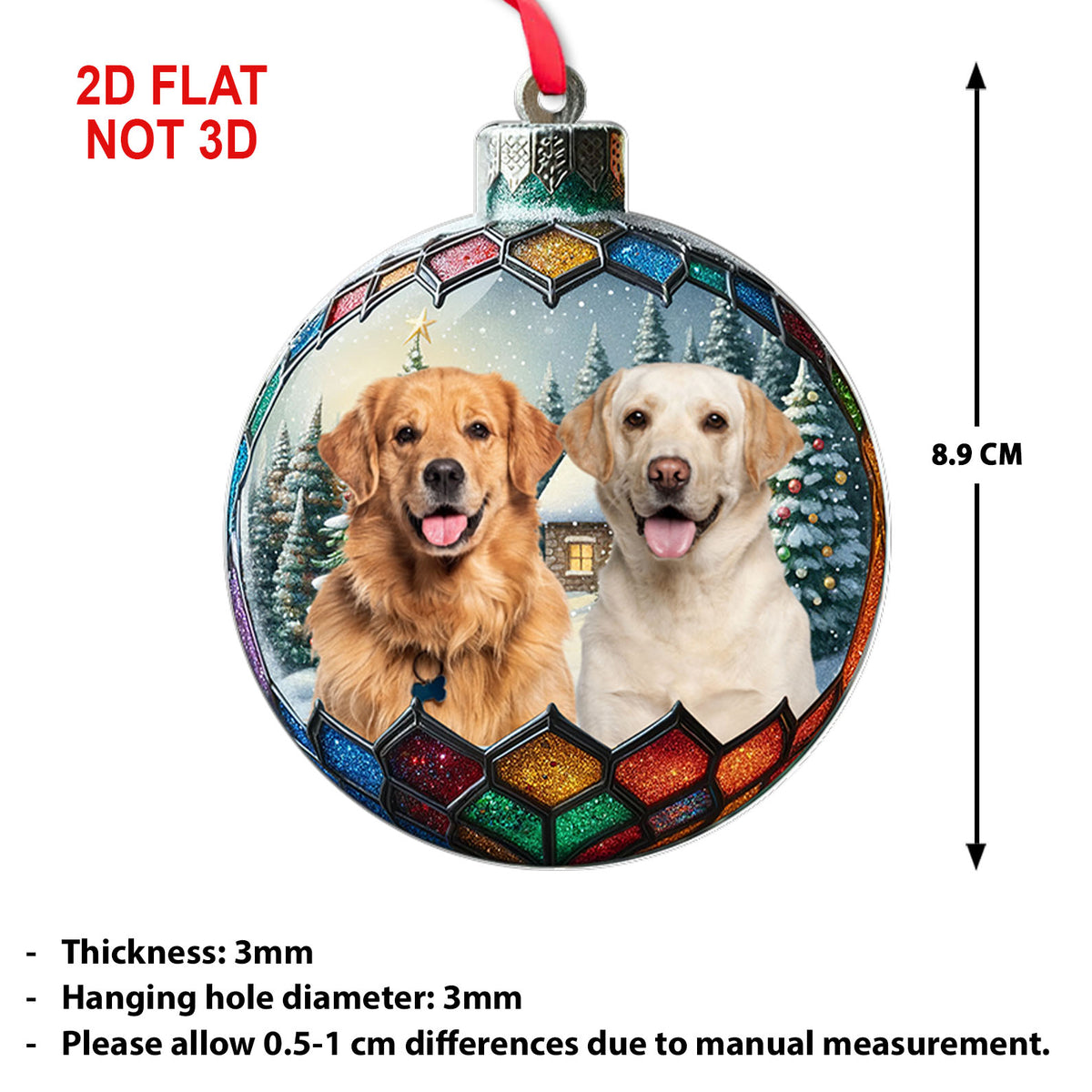 Christmas Dog Photo Acrylic Ornament | Personalized Custom Dog Cat Pet Photo Ornament 683453