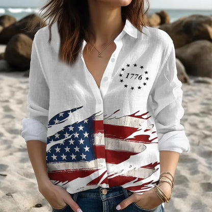 250 Years Patriotic Blouse Shirt, 1776 American Flag Women Top, USA Independence Day Shirt 685251 WFD