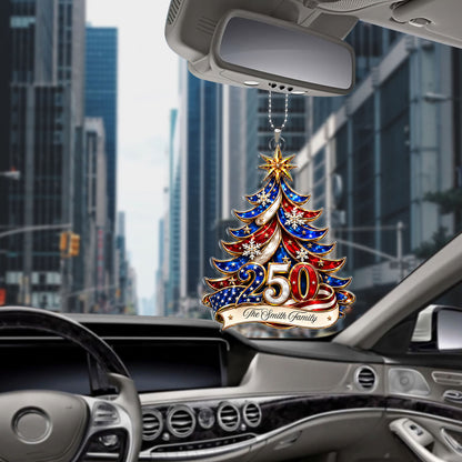 Personalized 250 Years of America Car Ornament, Patriotic Family Acrylic Ornament, USA Christmas Decor 685751
