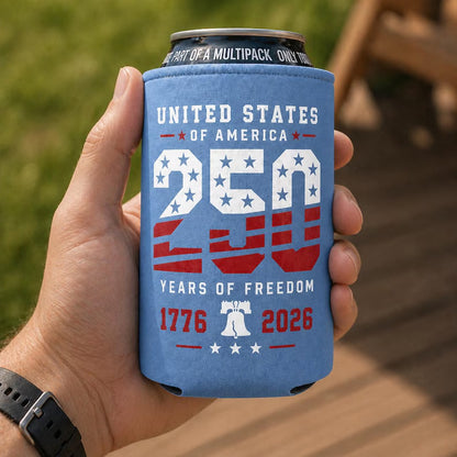 USA 250 Years of Freedom Can Cooler, Patriotic 1776–2026 Drink Sleeve, 4th of July Beverage Holder 685264 WFD