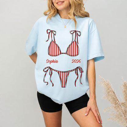 Personalized Summer Bikini Comfort Colors Shirt, Custom Girls Trip Beach Vacation Tee, Bachelorette Shirt 685555