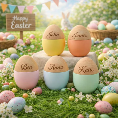Personalized Wooden Easter Egg | Custom Name Fillable Wood Egg | Kids Easter Gift 684467