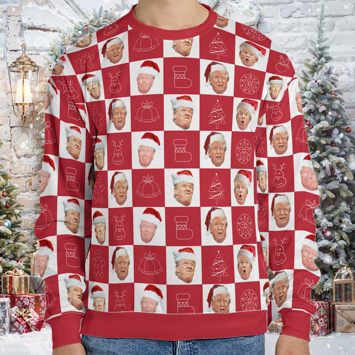 Funny Trump Santa Ugly Sweater, President Donald Trump Christmas All-Over-Printed Sweatshirt 683382 - GOP
