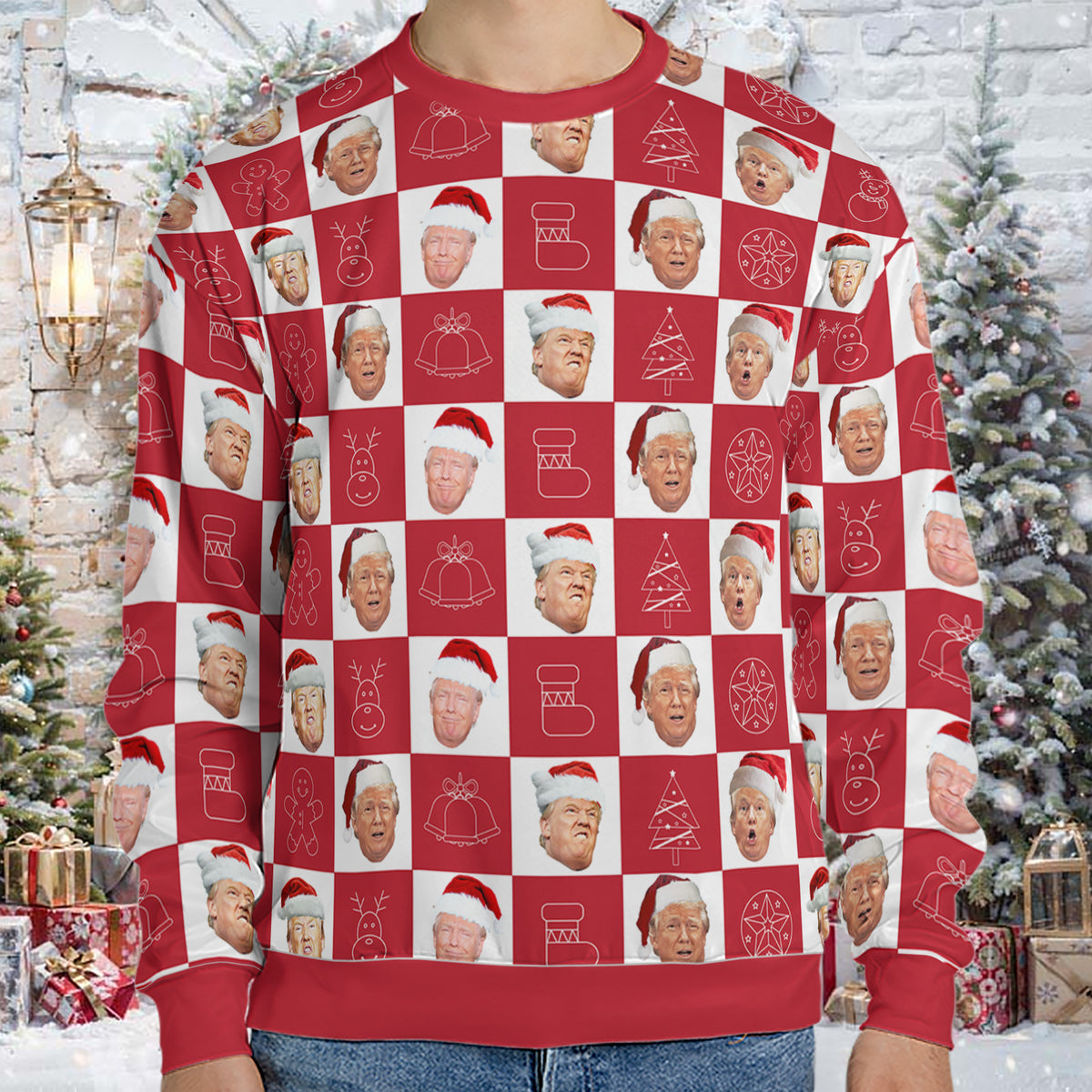 Funny Trump Santa Ugly Sweater, President Donald Trump Christmas All-Over-Printed Sweatshirt 683382 - GOP