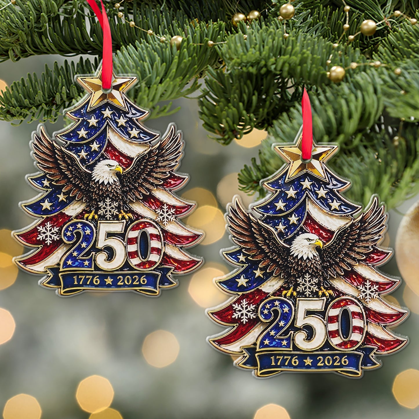 250 Years Anniversary USA Eagle Acrylic Ornament, Patriotic Christmas Ornament, America 1776–2026 Gift 685823