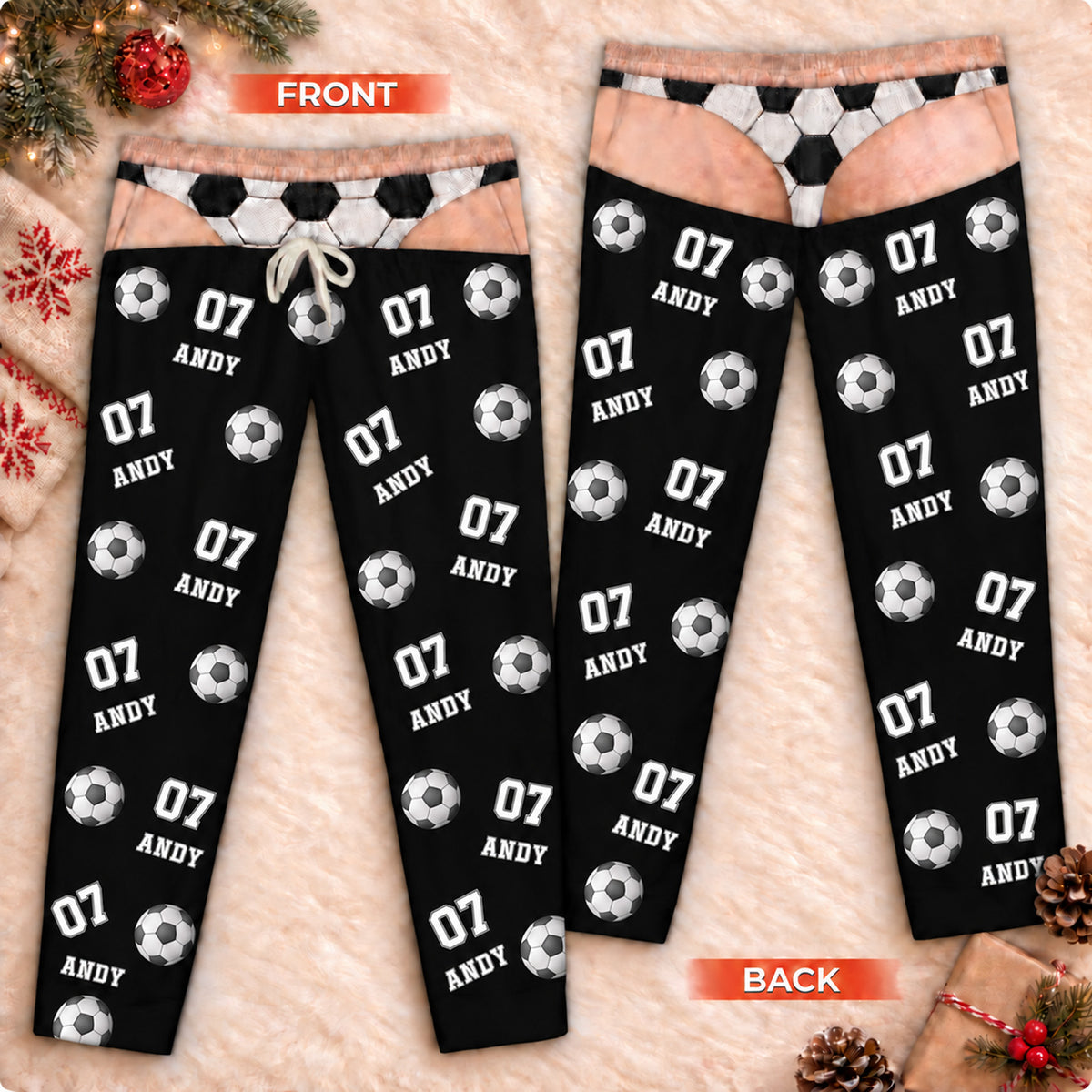 Personalized Sports Pajama Pants, Custom Name & Number Fake Underwear Lounge Pants, Sports Fan Gift 686606 WFD