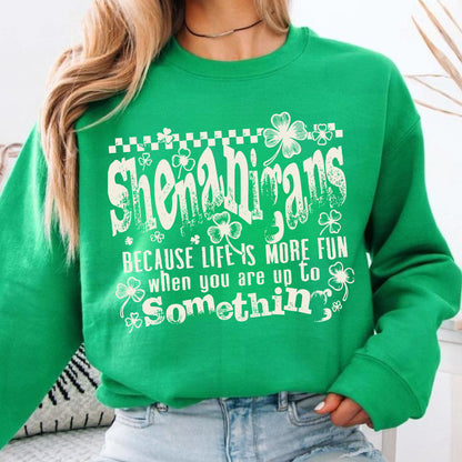 Shenanigans Shamrock St. Patrick’s Day Shirt, Funny Irish Clover Sweatshirt, Retro Shenanigans Tee 684201