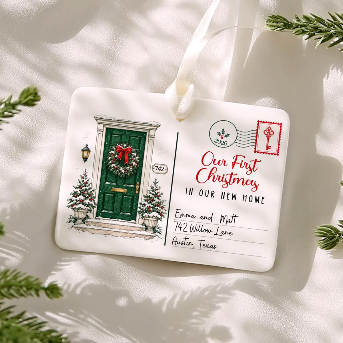 First Christmas in Our New Home Ceramic Ornament 2026, Personalized Name & Address Christmas Ornament 686777 WFD
