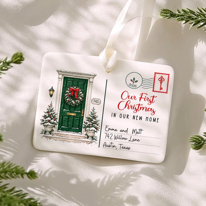 First Christmas in Our New Home Ceramic Ornament 2026, Personalized Name & Address Christmas Ornament 686777 WFD