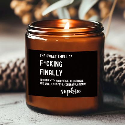 Funny Finally Graduation Candle Gift, Personalized Scent Candle, Congratulations Gift 684855