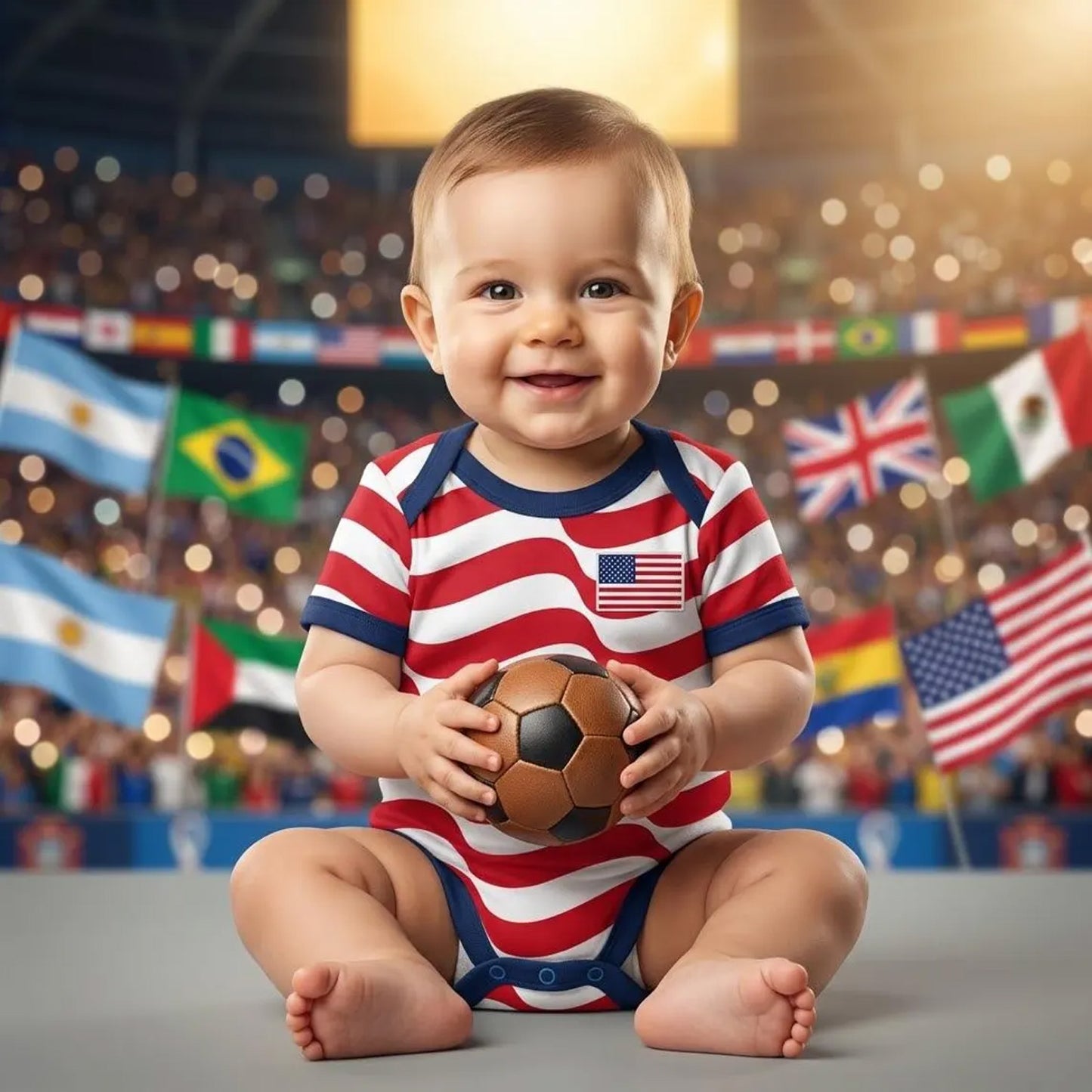 Personalized USA Flag Baby Bodysuit, Custom Name Number Baby Jersey, Patriotic World Soccer Shirt 685389 WFD