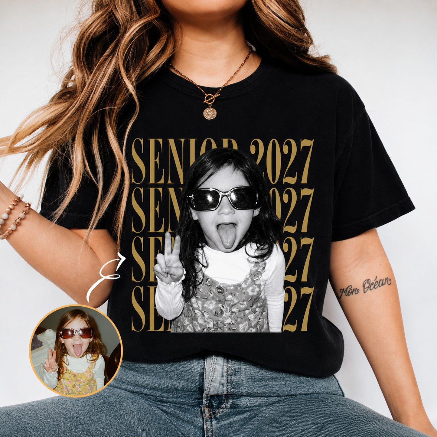 Personalized Senior 2027 Shirt, Custom Photo Graduation Tee, Vintage Class of 2027 Graduate Gift Shirt 685636