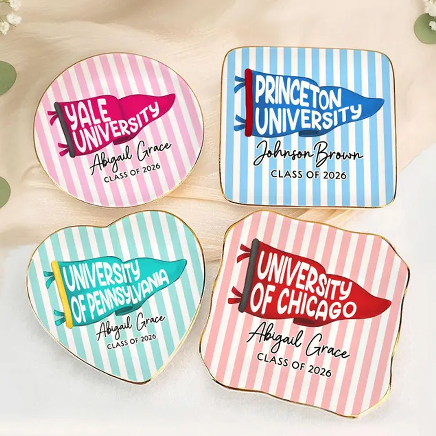 Custom School Pennant Jewelry Dish Class of 2026, Personalized Graduation Ring Dish, Senior Gift for Her 684905