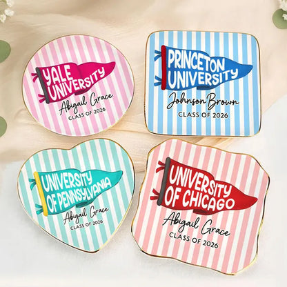 Custom School Pennant Jewelry Dish Class of 2026, Personalized Graduation Ring Dish, Senior Gift for Her 684905