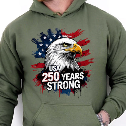 USA 250 Years Strong Dark Shirt | Patriotic Eagle US Flag 1776–2026 T-Shirt | Happy 250th Anniversary Tee 684247