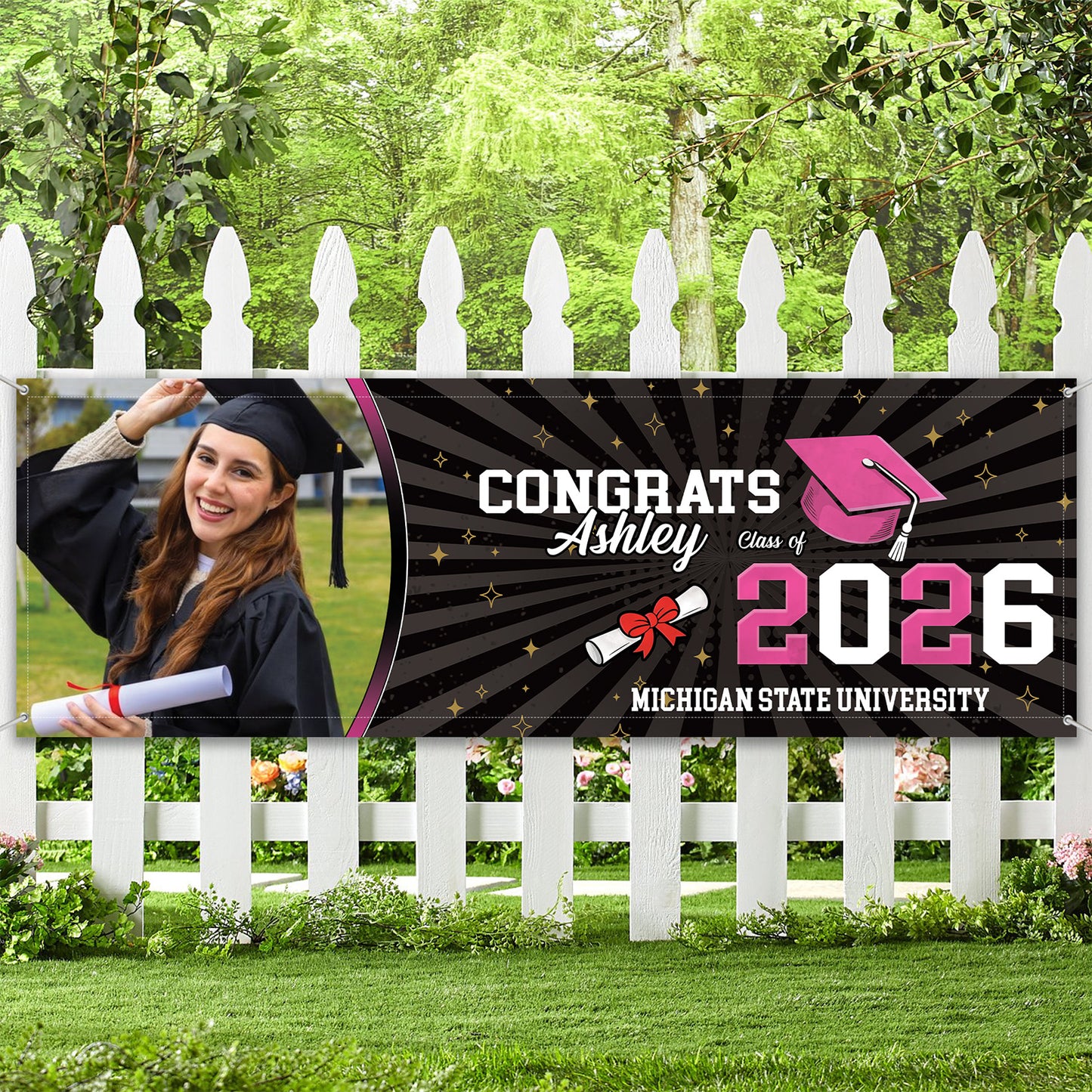 Custom Photo Congrats Class of 2026 Banner Flag | Personalized Graduation Banner, Senior Gift Decor 684559