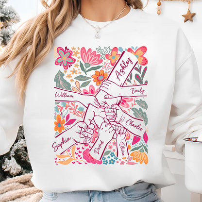 Personalized Mom Hands Flower Shirt | Custom Kids Names Shirt | Mother’s Day Gift for Mom or Grandma 684434